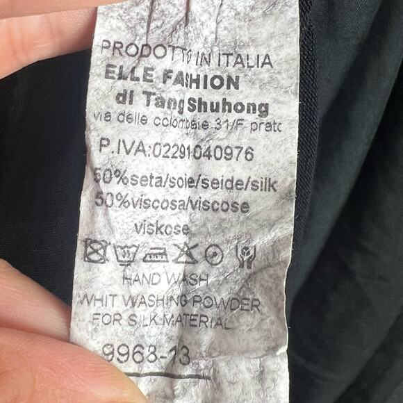 ECRU Strapless Midi Tube Dress Fit & Flare Lined Sheer Silk Blend Black Size M/L - Picture 4 of 7